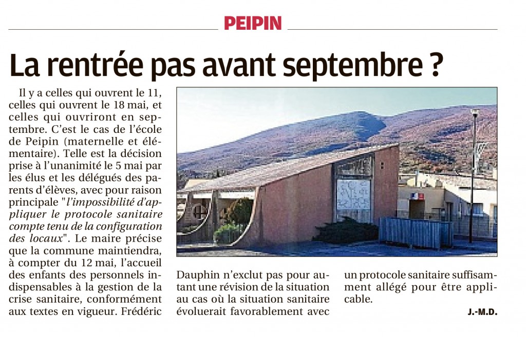 La Provence Du Mai La Rentr E Pas Avant Septembre Mairie