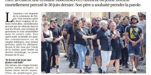 Article de La Provence du 09/07/24 : Réunis à Peipin en hommage à Johann Delevallez