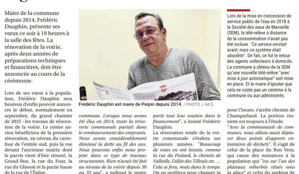 La Provence du 09/01/21 : Les travaux de la voirie communale, le grand chantier de 2025